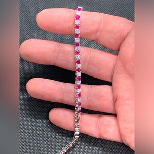 - Red corrundum Ruby tennis bracelet sterling silver